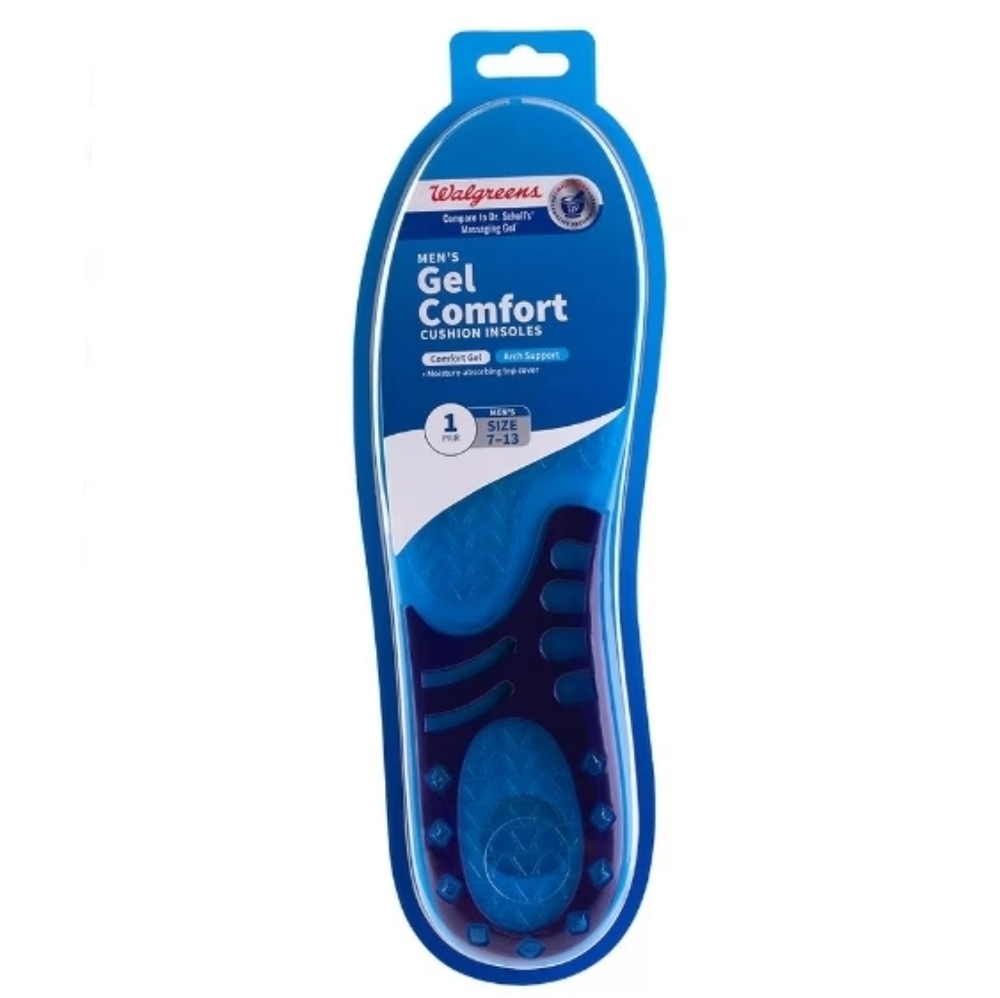 Walgreens Men's Gel Comfort Cushion Insoles, Size 7-13, 1.0 pr